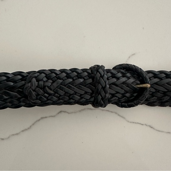 Vintage Cole Haan Braided Leather Belt with Round Covered Buckle Black 28 / S - Picture 7 of 7